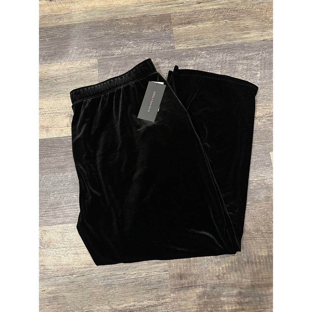 Intro Love The Fit Womens Black Velvet Pull On Relaxed Elastic Waist Pant 3X NWT